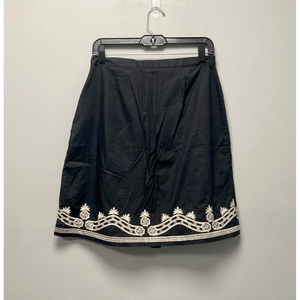 Y2K Old Navy Womens Black Silver Metallic Embroidered Skirt‎ Low Waist Size 2